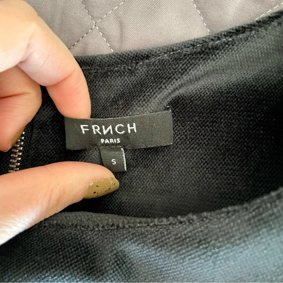 FRNCH Black Mini Dress Faux Suede Dress Women Small - Picture 4 of 7